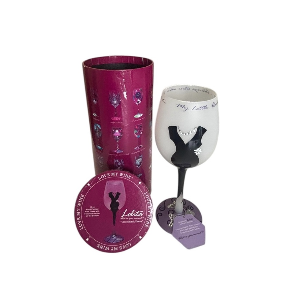 Designs by Lolita NWT hand painted boxed wine glass novelty gift
